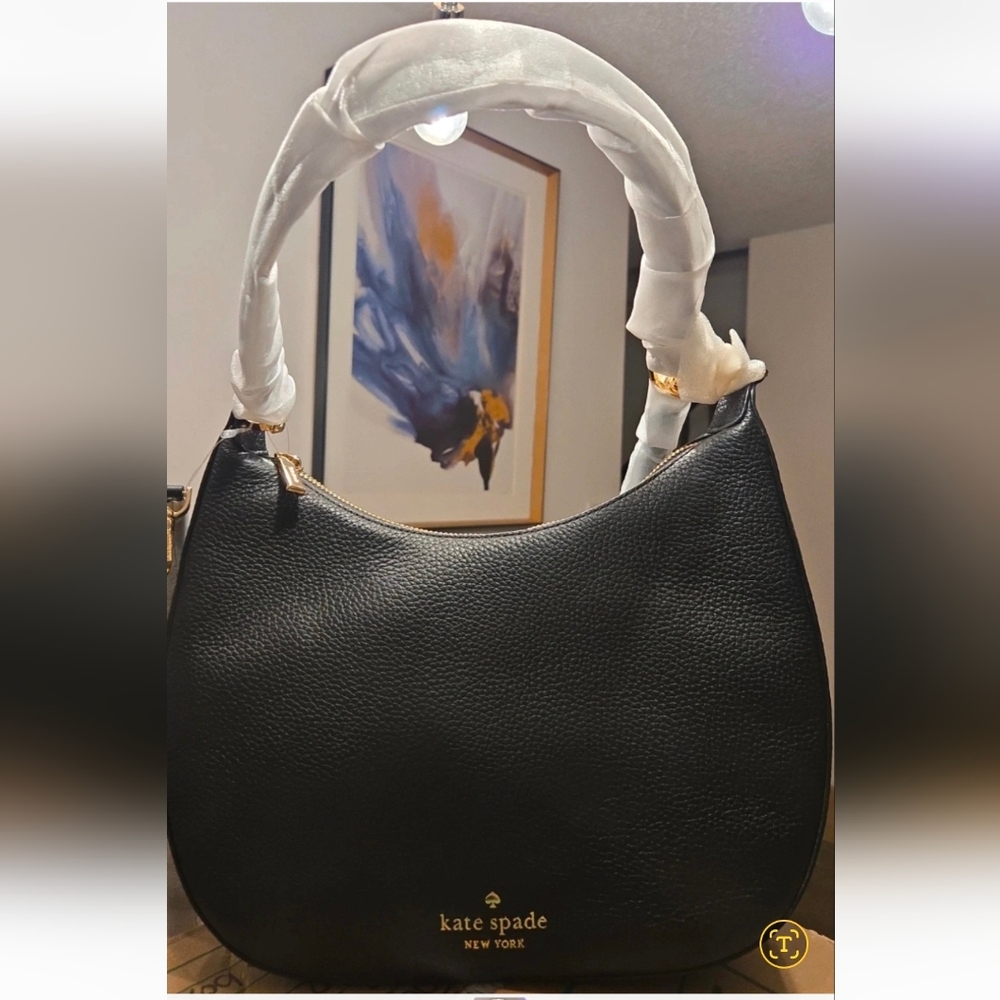 Kate Spade Janie Black Pebbled Leather Shoulder Bag Crossbody Purse Hobo KE660 - Picture 11 of 11